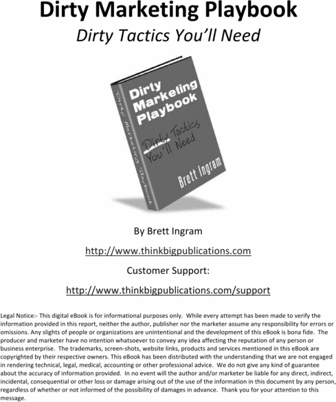Product picture Dirty Marketing Playbook - Make More Money From Your Website
